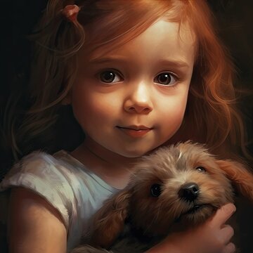picture of a girl with a toy dog