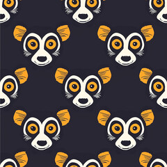 Fototapeta premium Kid-Friendly Smiling Lemur Face Seamless Pattern