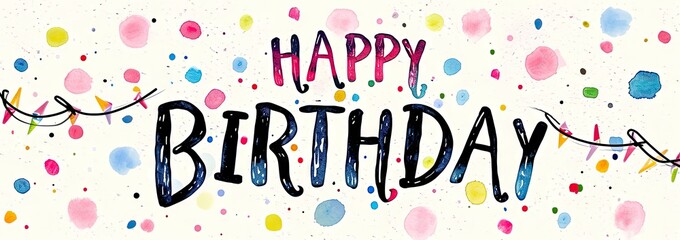 happy birthday with colored and black letters Generative AI