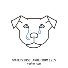 Watery discharge from dogs eyes. Common dog disease symbol.