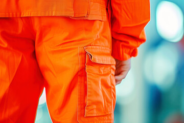 Vibrant orange uniform scene, a dynamic background with a vibrant orange color palette, the orange uniform of the employees.