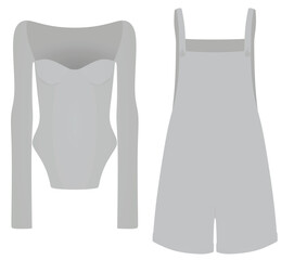 Bodycon and romper pants. vector