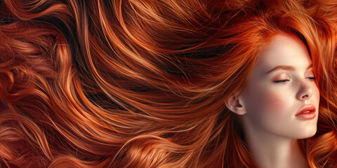 Radiant Redhead: Stunning Woman with Flowing Auburn Hair