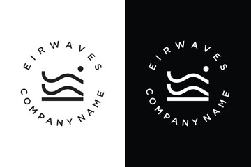 Abstract linear logo type. Wave flow logo symbol.classic vintage type