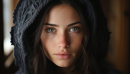 Obraz premium Young woman, confident and beautiful, looking at camera with elegance generated by AI