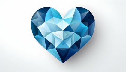 Blue Diamond Heart: Intricate Geometric Design with Varied Shades of Blue