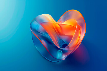 modern abstract gradient of deep blue and orange with curved solid geometric shape over blue background