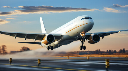 Fototapeta na wymiar Passenger Airplane Takeoff In Action