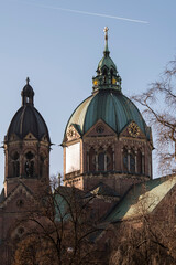 Fototapeta premium Munich, Germany, April 27,2022: St. Luke's Church is the largest Protestant church in Munich, southern Germany.