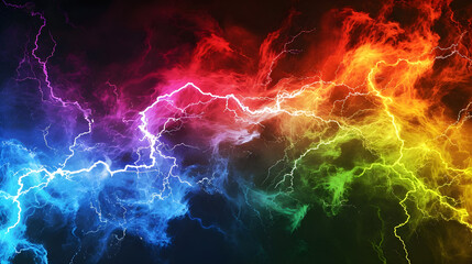 Abstract background of multi coloured lightning - obrazy, fototapety, plakaty