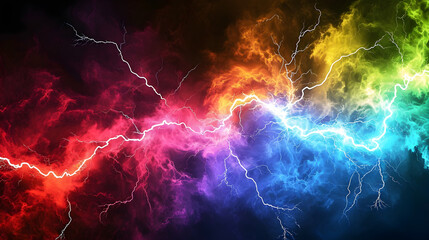 Abstract background of multi coloured lightning - obrazy, fototapety, plakaty