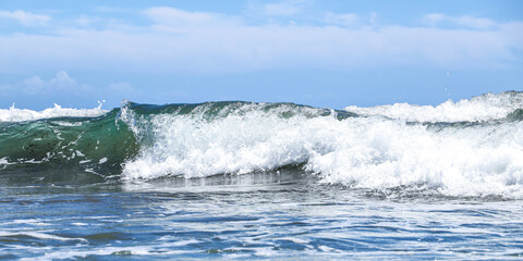 Blue sea and blue sky background. Summer sea and blue sky.