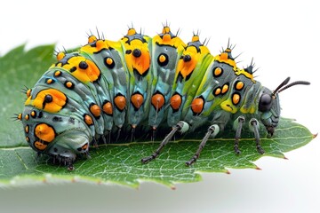 close up of caterpillar on a leaf