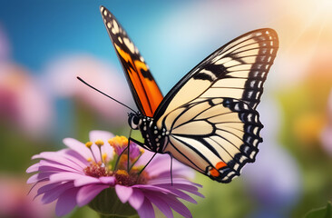 Fototapeta premium butterfly on flower. 