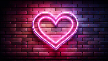 neon heart on a brick wall, generative AI