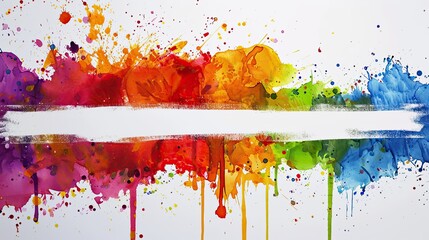 Colorful watercolor splashes on white background with copy space