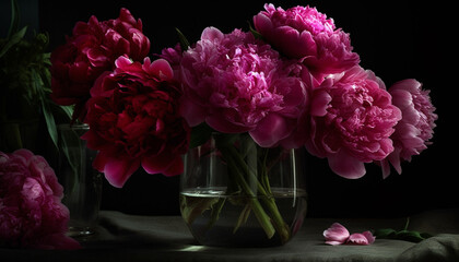 Freshness and beauty in nature a bouquet of pink peonies generated by AI