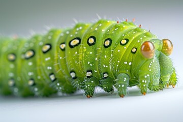 green caterpillar on a white background