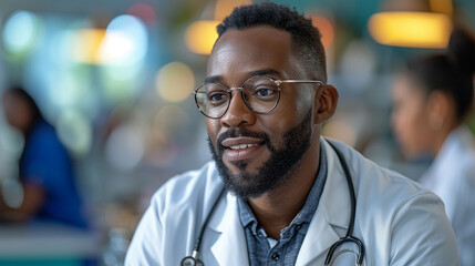 Fototapeta premium Portrait of a young doctor in medical clothes