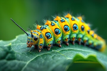close up of caterpillar on a leaf