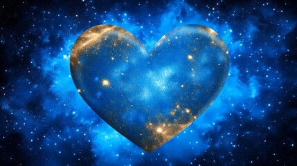 A blue heart with stars on a blue background.