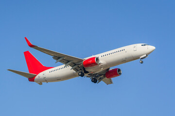 Turkey - Antalya 11,04,2023: Corendon Airlines passenger plane lands at Antalya airport.
