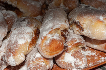 Traditional Serbian home made croissant called - kiflice. Sweet pastry rolls with jam (slatke kiflice sa dzemom)	
