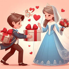 enamorados regalo a novia vector 