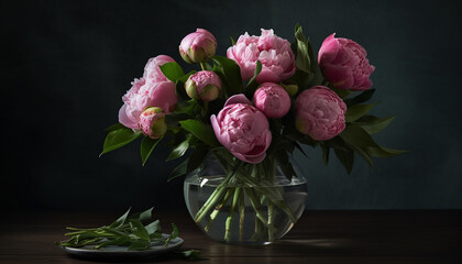 Freshness and beauty in nature a bouquet of pink tulips generated by AI