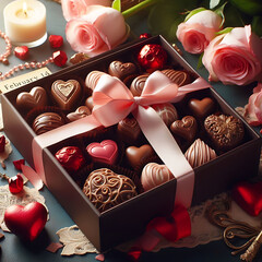 regalo de chocolates san valentin  - obrazy, fototapety, plakaty