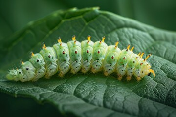 Naklejka premium close up of caterpillar on a leaf