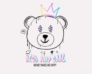 teddy bear with graffiti urban style etc	