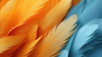 An abstract background in the form of colorful feathers, generative AI