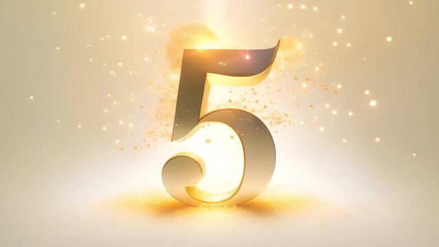 A Golden Number Five Celebration &ndash; A Video of Sparkling Elegance Ideal for Fifth Place Triumphs, Memorable Anniversaries, and Special Milestone