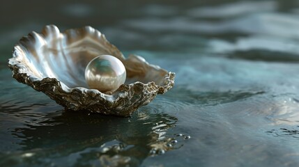 Fototapeta na wymiar Seashell with pearl