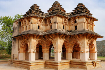 Exterior of the Lotus Mahal palace in Hampi, Karnataka, India, Asia