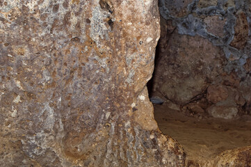 A scene from underground ancient city in Cappadocia, Turkey.