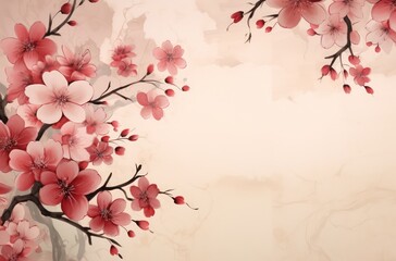 Naklejka premium chinese lantern background with cherry blossom, chinese new year greeting background
