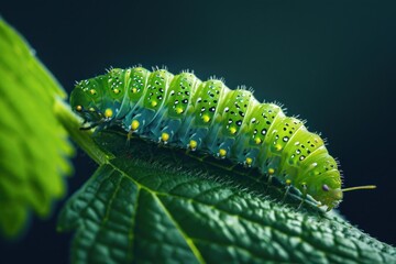 close up of caterpillar on a leaf