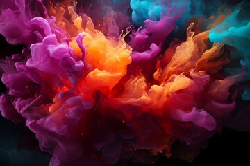 Intense magenta and vivid emerald liquids colliding with explosive energy, forming an abstract display that ignites the senses, expertly recorded by an HD camera. - obrazy, fototapety, plakaty