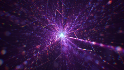 Fototapeta premium 3D rendering of an abstract digital tunnel in cyberspace made of particles