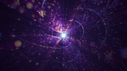 Obraz premium 3D rendering of an abstract digital tunnel in cyberspace made of particles