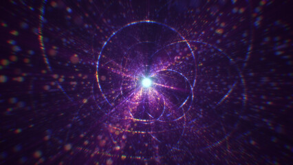 3D rendering of an abstract digital tunnel in cyberspace made of particles