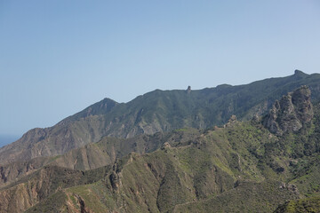Fototapeta na wymiar Anaga mountains in sunshine on Tenerife