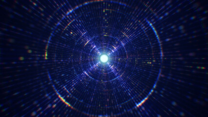 Obraz premium 3D rendering of an abstract digital tunnel in cyberspace made of particles