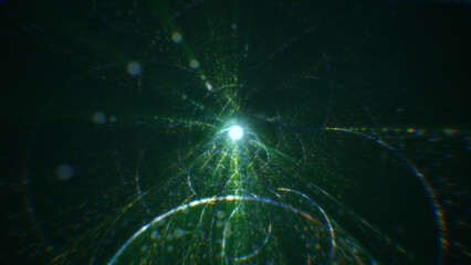 3D rendering of an abstract digital tunnel in cyberspace made of particles