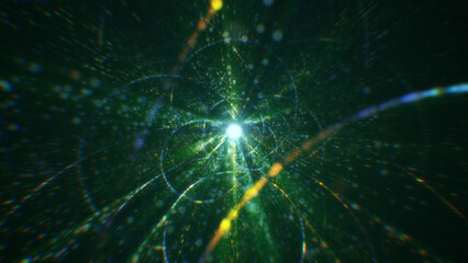 3D rendering of an abstract digital tunnel in cyberspace made of particles