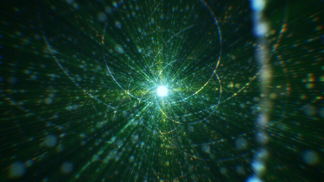 Fototapeta 3D rendering of an abstract digital tunnel in cyberspace made of particles