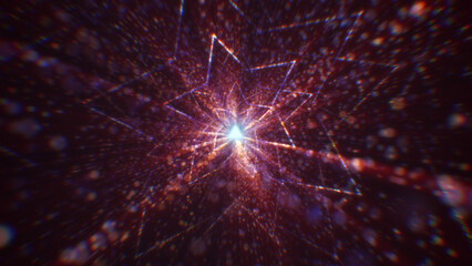 Fototapeta premium 3D rendering of an abstract digital tunnel in cyberspace made of particles