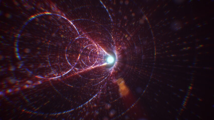 3D rendering of an abstract digital tunnel in cyberspace made of particles